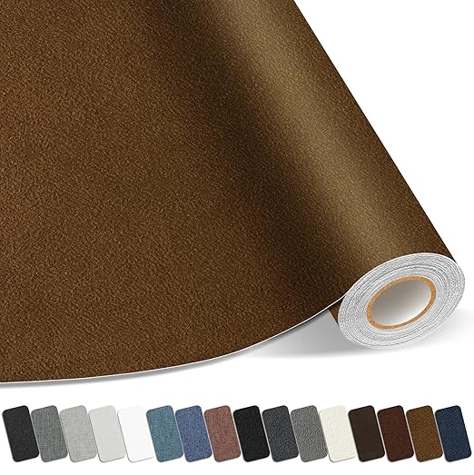 Suede Repair Patch, Large Self-Adhesive Fabric Repair Tape, Suede Fabric Repair Patch for Couch, Furniture, Car Interior, Sofa and Cushion(Brown, 3.5X79 Inch)