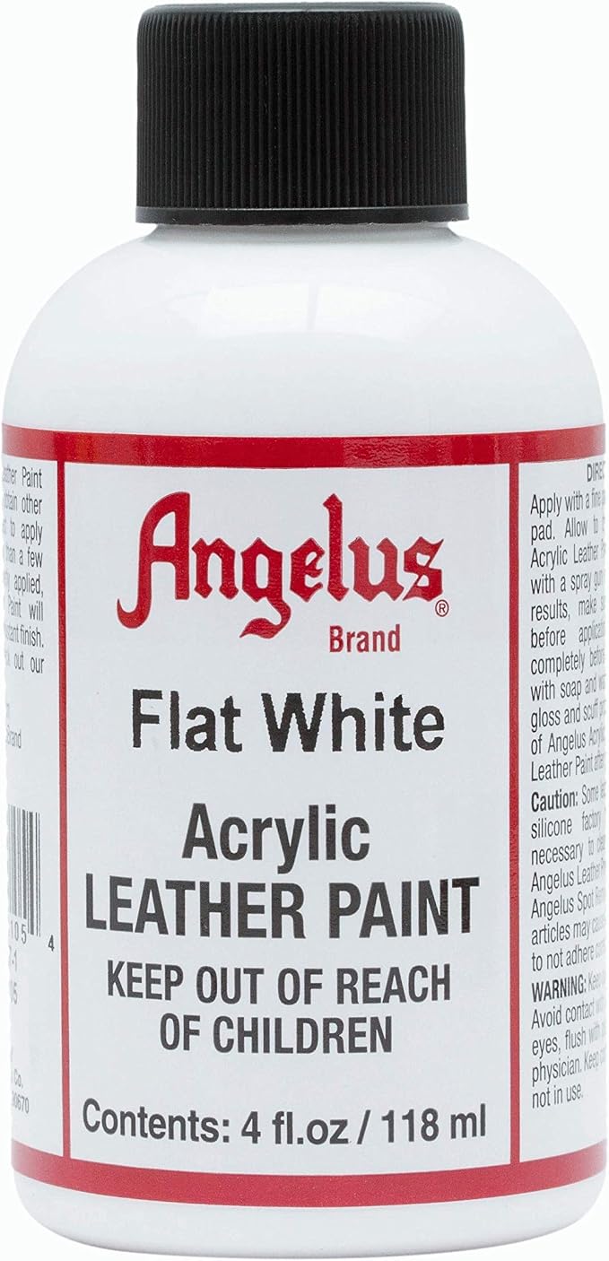 Angelus Acrylic Leather Paint for Shoes, Sneakers, Leather, Canvas, Furniture, and More - 4 fl oz, Flat White
