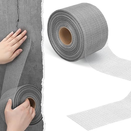 350 ft x 4 Inch Cement Board Joint Tape Self Adhesive Durable Gray Fiberglass Mesh Drywall Mesh Repair Tape for Cement Board Joints Repairing, Sealing and Strengthening