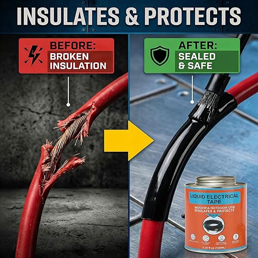 Liquid Electrical Tape, 5.29OZ, Waterproof, UV Resistant, Airtight Seal, Extreme Temperature Flexible, Corrosion Proof, Integrated Brush, Marine Automotive Household