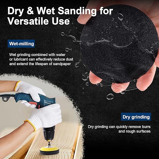 188 PCS 3 Inch Wet Dry Sanding Disc, GOH DODD Headlight Restoration Kit Drill Polishing Kit Sanding Attachment 60-10000 Grit Hook Loop Sandpaper with Rotary Tools for Car Wood Metal Glass Resin Expoxy