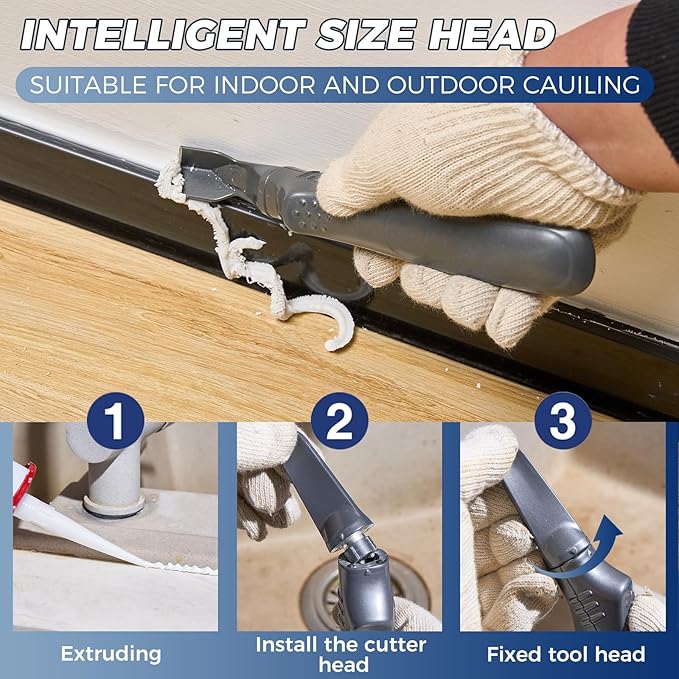 Sakerplus 3-in-1 Caulking Tool, Scraper & Silicone Trowel for Grout Removal and Caulk Smoothing, Sealant Application Tool for Bathroom Kitchen Tile Sink Window Frame (Aluminum Set, 3 Sets)