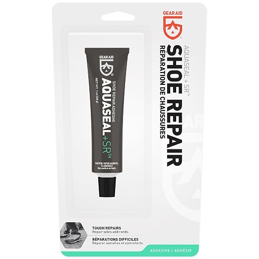 GEAR AID Aquaseal SR Shoe Repair Adhesive for Fixing Holes in Hiking, Work, Boots, Rainboots, Shoes, Soles and Rebuild Heels, Clear, 1 oz, 1 Pack