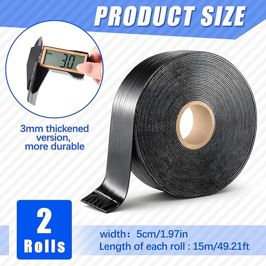 Fabbay 2 Rolls 1.97 Inch Asphalt Crack Filler Tape Asphalt Tape for Driveway Repair Joint and Crack Sealer for Tarmac Parking Lot Roof Cement Road, 50 Feet Each Roll, 3 mm Thick