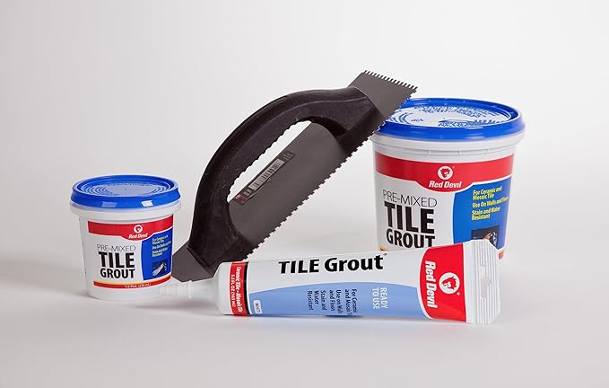 Red Devil 0422 Pre-Mixed Tile Grout - Professional Quality, Excellent Adhesion, Ideal for Wall & Floor Use - 1/2 Pint, White, Made in USA