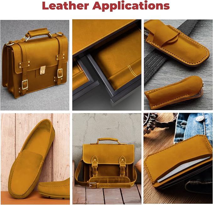 ELW Crazy Horse Leather 5-6 OZ (2-2.4mm) | Tobacco Brown | Pre-Cut 8"x10" 2PCS | Full Grain Cowhide Handmade Leather for DIY, Crafts, Sheaths, Sewing, Workshop