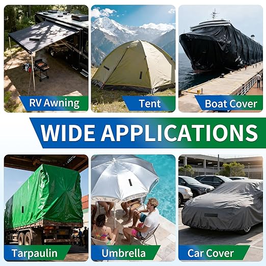 YONGJIN RV Awning Repair Tape, Heavy Duty Outdoor Tent Repair Tape and Tarp Tape, Waterproof Tarp Patch Kit for Camper, Boat Covers, Canvas, Sail, Canopy, and Outdoor Fabric Tear Repair (4 inch)