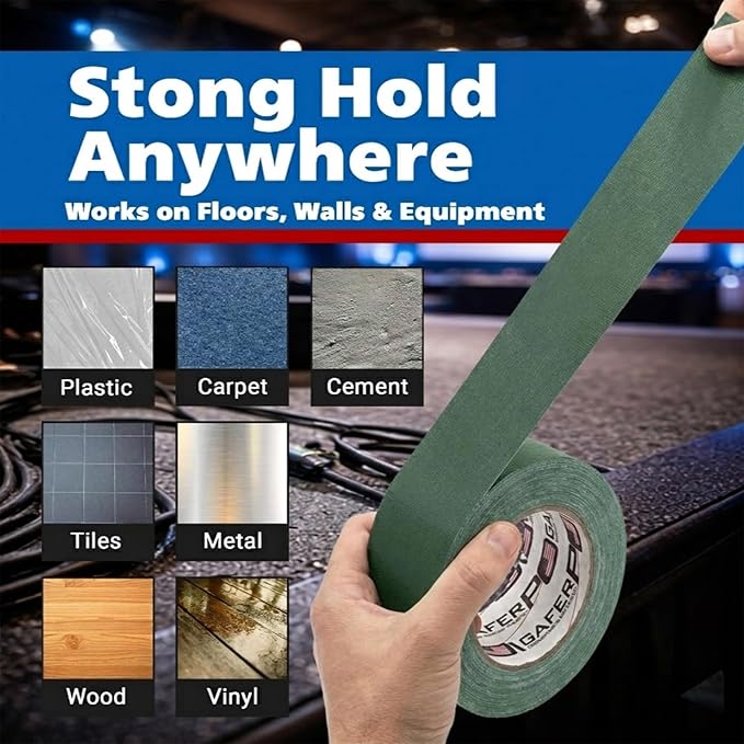 Gaffer Power Forest Green Gaffer Tape 2” x 30 Yards – No Residue, Outdoor Blending, Made in USA, Matte Non-Reflective Cloth Tape for Stage, Gear & Cable Management