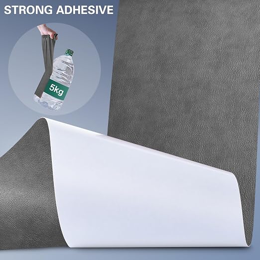 Self Adhesive Leather Repair Patch Kit, 31.4 in x 16 in Large Vinyl Leather Repair Tape for Furniture, Car Seat, Couch, Sofa, Chair Retro Medium Grey