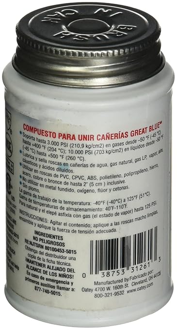 Oatey 31261 Great Pipe Joint Compound, 4 Fl. Oz, Blue