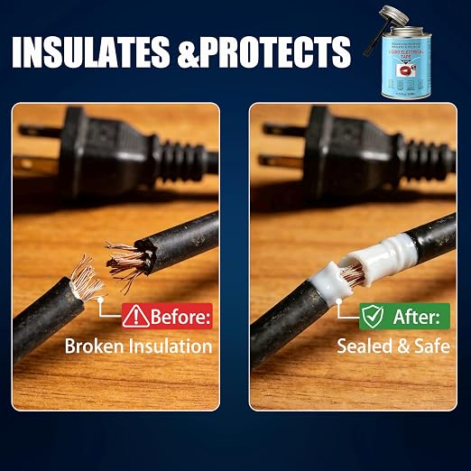 5.29 oz Liquid Electrical Tape – Quick-Drying Insulating Glue, Waterproof & High Temp Resistant, Liquid Wire Insulation Rubber with Brush Cap for Wires, Cables, Outdoor Equipment (White)