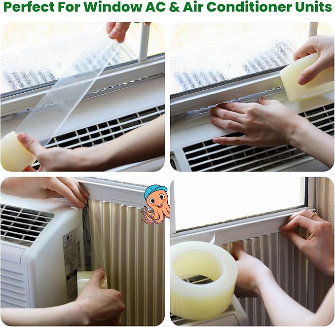 ECOHomes Window Weather Sealing Tape | Winter Weather Stripping Tape to Block Cold Drafts Through Window Gaps and AC Units, Insulation Seal and Draft Blocker for Home (6 Inch by 90 FT, Clear)