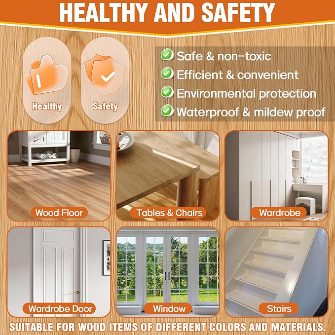 Wood Filler, 7.76 oz Paintable & Sandable Wood Putty –Low Odor, Shrink & Crack Resistant-Quick Repair for Cracks, Holes and Damage-For Indoor & Outdoor Wood Repair(White)