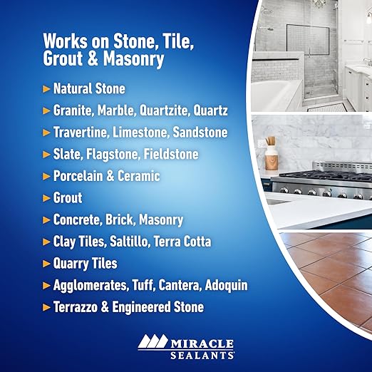 Miracle Sealants 511 Impregnator Advanced Penetrating Sealer for Countertops, Stone, Tile & Grout, Quart