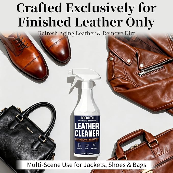 Leather Cleaner and Conditioner Kit – 2×16oz Leather Cleaner for Car Seats | Removes Dirt, Oils & Stains - pH-Balanced, Non-Greasy - Restores & Protects Sofas, Bags & More - With Microfiber Towel