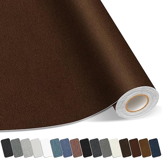 Suede Repair Patch, Large Self-Adhesive Fabric Repair Tape, Suede Fabric Repair Patch for Couch, Furniture, Car Interior, Sofa and Cushion(Dark Brown, 3.5X79 Inch)