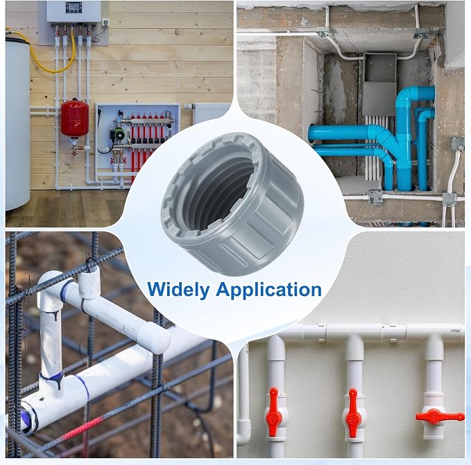 uxcell 5Pcs 1/2 Inch PT Female Thread PVC Pipe Fitting Cap, Cleanout Water Drain End Caps, Pipe Plug Socket Fittings with Tape for Water Heater Supply Lines, Plumbing, Gray