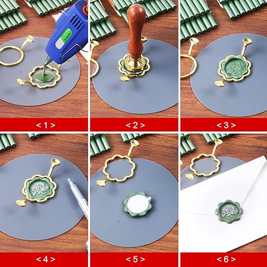Wax Seal Kit, WASOHLING 40Pcs Black Sealing Wax Sticks with Glue Gun, Wax Seal Molds, Silicone Mat, Marker Pens, Premium Set for Letter Sealing Wedding Invitations Envelopes Cards (Black)