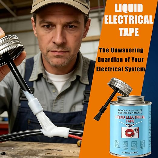 5.29 oz Liquid Electrical Tape – Quick-Drying Insulating Glue, Waterproof & High Temp Resistant, Liquid Wire Insulation Rubber with Brush Cap for Wires, Cables, Outdoor Equipment (White)
