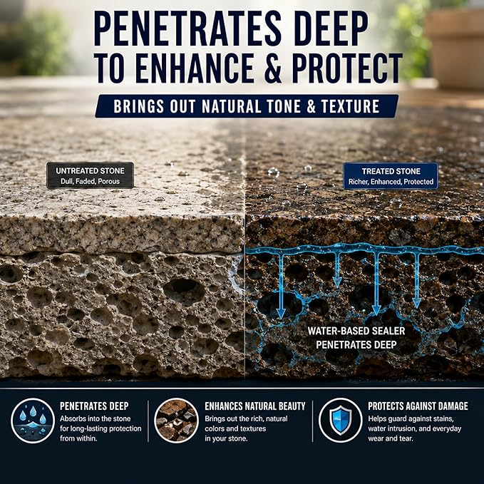 Color Enhancer Sealer for All-Natural Stone and Pavers. Marble, Travertine, Limestone, Granite, Slate, Concrete, Grout, Brick, Block. (Trial)