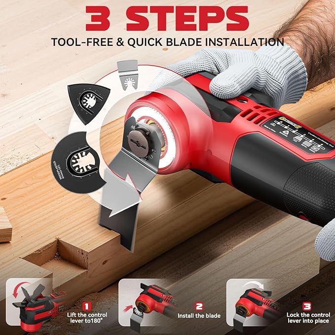 Cordless Oscillating Tool Compatible with Milwaukee 18V Battery(Tool Only), 21,000 OPM Upgraded Brushless 18V Oscillating Multi-tool with 6 Speed, LED Light, DIYtoolifz 4.5° Oscillating Tool for Wood