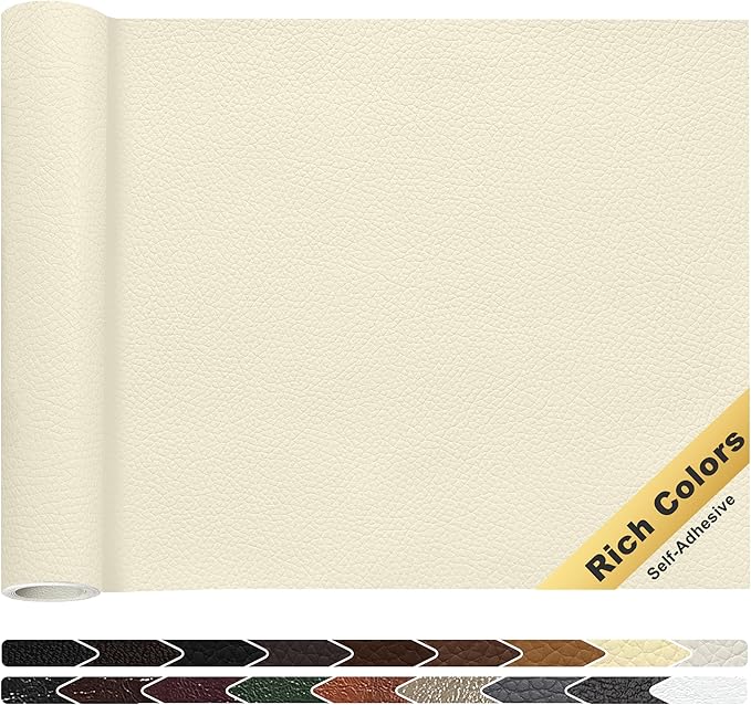KING MOUNTAIN Leather Repair Patch,16 x 60 Inches self Adhesive Leather Repair Tape for Damaged Leather Furniture, Sofa Seating,Car Seats, Leather Goods(Beige White)