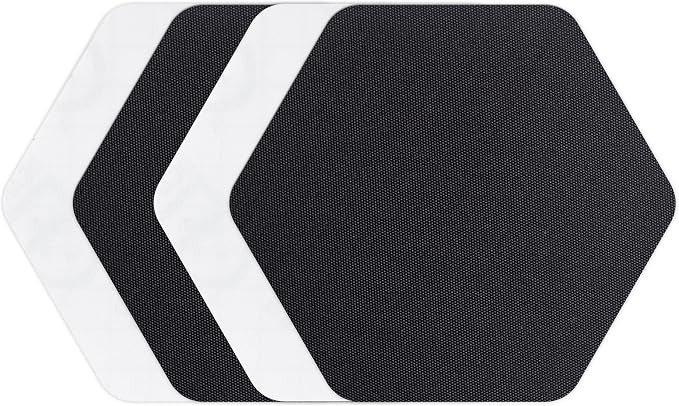 GEAR AID Tenacious Tape Hex – 2.5” Repair Patches (4 Patches, Clear/Black) – Peel-and-Stick Outdoor Nylon Fabric to Fix Holes and Burns in Down Jackets, Rain Gear and Tents