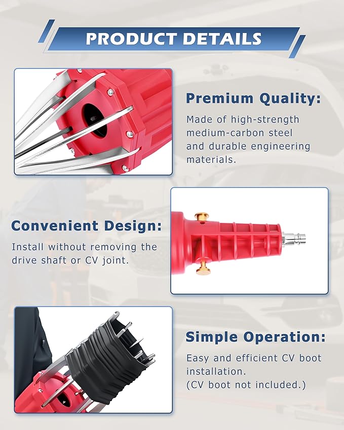 DAYUAN Pneumatic Air Power CV Joint Boot Expander Install Installation Removal Tool for Rubber CV and Steering Boots, Not Suitable for Plastic (PVC) Boots