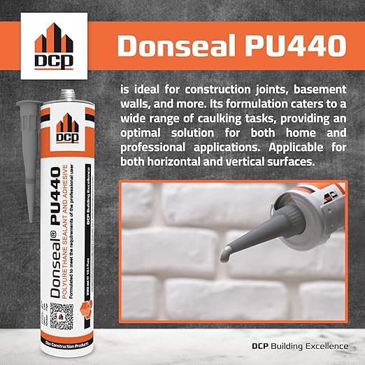 DCP Donseal PU440 Polyurethane Concrete Sealant 12 Pack– Non-Sag Concrete Caulk for Joints, Walls, Sidewalk, and Foundation, 10.1 fl. oz. Cartridge – White