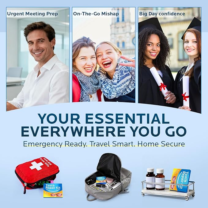 Temporary Tooth Repair Kit: Moldable Thermal Beads Replacement Kit Replace Missing or Broken Tooth Filling The Gap - Come with 3 Shades 10 Size