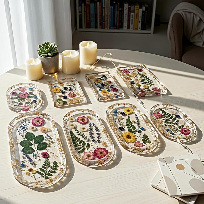 8 Sizes Epoxy Resin Silicone Molds Kit, Rectangular/Oval Resin Art Display Mold, Soft and Easy to Unmold, Silicone Casting Molds, for Soap, Candles, Specimen, Dried Flower, DIY Handicrafts