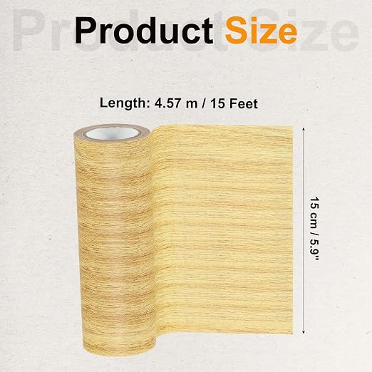 PATIKIL Wood Grain Tape 6" x 15 Ft, Self-Adhesive Wood Texture Repair Tape Realistic Wooden Effect Patch for Furniture Cabinets Floor Walls,Yellow Oak