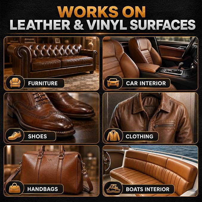 Leather Repair Kit, 10 Colors Vinyl Repair Kit, with Detailed Instructions, Professional Repair Leather Scratch, Tear, Hole, Peeling, Ideal for Car Seats and Furniture, Sofa, Jacket, Shoes, Purse
