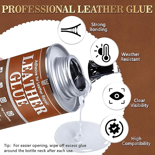 Leather Glue, 130ml Waterproof High Strength Adhesive, Clear Flexible Repair Cement for Bonding Between Sofas, Car Seats, Saddles, Crafting, DIY Projects