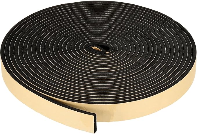 PATIKIL Foam Insulation Tape, 1-3/16" W x 1/4" t x 32.8FT Self Adhesive Weather Stripping Door Seal Strip for Door Window Air Conditioning, Black