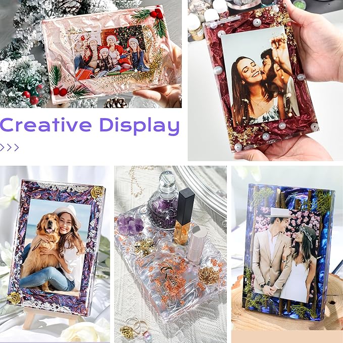 HeyClear Epoxy Resin Picture Frame Silicone Mold Kit -34 oz Super Clear and Hard Resina Complete Craft Accessories and Supplies Set for Casting Art, DIY Photo Gifts