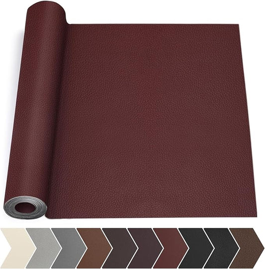 Leather Repair Tape, 17 X 79 in Leather Repair Kit for Furniture, Self Adhesive Repairing Patch Large Vinyl Patch Tape for Sofa, Car Interior, Couch, Car Interior, Car Seats(Wine Red)