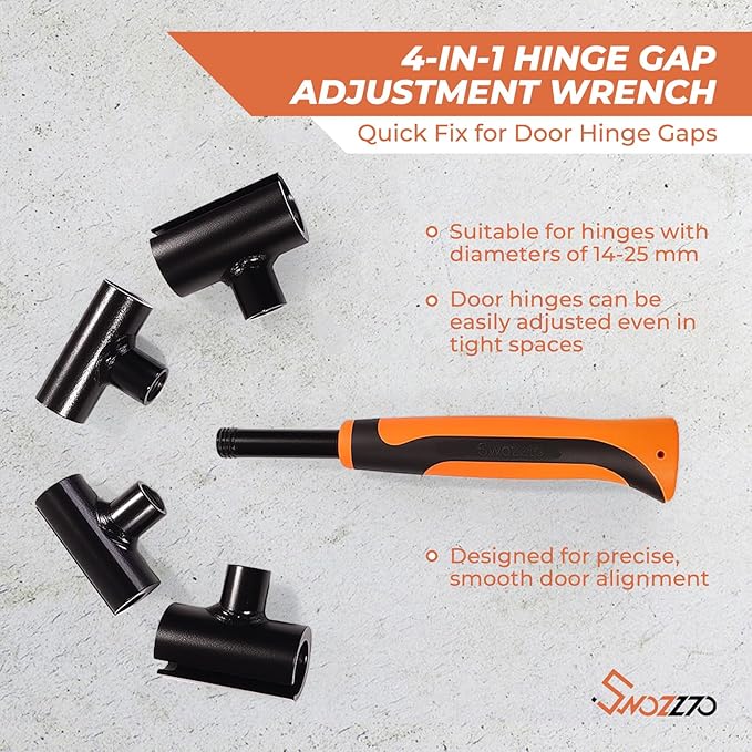 Door Hinge Gap Adjusting Tool Kit,2025 New Upgrade Hinges Gap Adjusting Wrench,4 Size Heavy Duty Steel Door Hinge Repair Tool with Rubber Grip for Alignment Of Doors and Cabinets Etc.