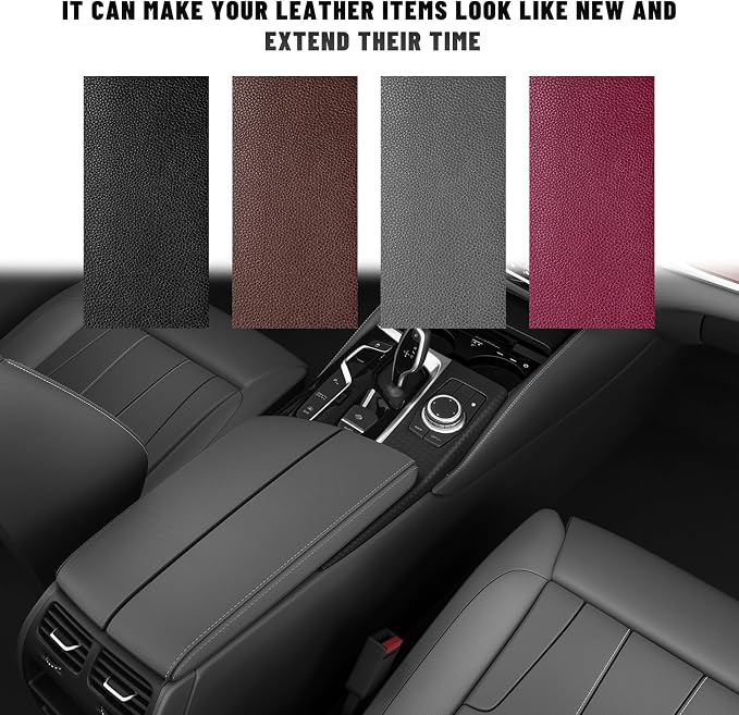 2 PCS Leather Repair Patch Tape, 4×8 Inch Waterproof PU Leather Tape Auto Upholstery Repair Patches, Self-Adhesive Cuttable Patch for Repairing Car Seats Sofas Chairs (Black)