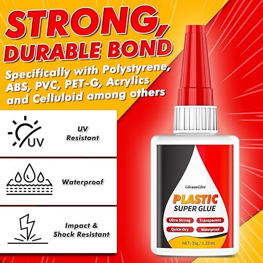 Super Glue for Plastic 35g (1.23 oz) – Heavy Duty Cyanoacrylate CA Glue for PLA, 3D Printing, Miniatures, Toys, ABS, PVC & DIY Plastic Repairs