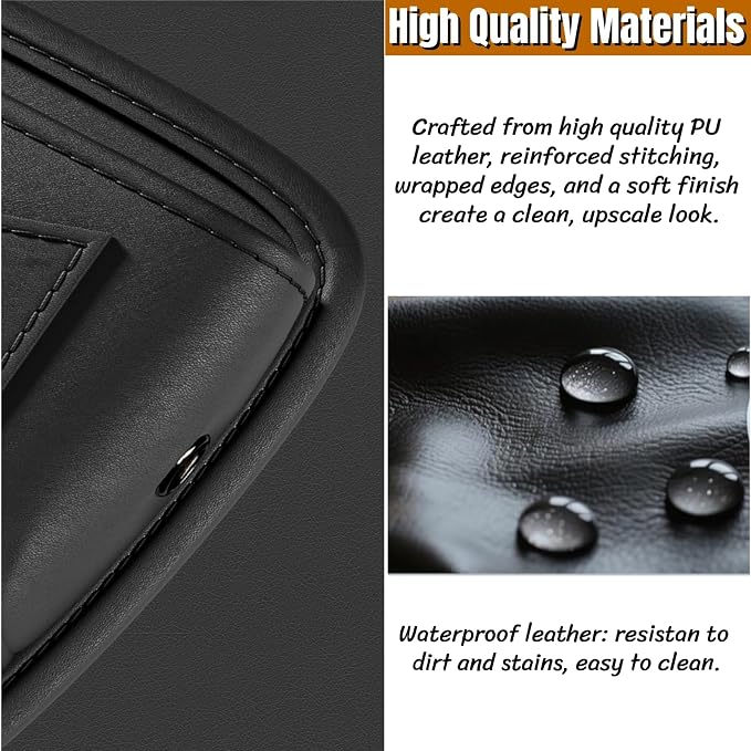 BLIRITEL Car Seat Gap Filler Organizer with Charging Hole, PU Leather Car Seat Gap Plug with Storage Slot, Car Console Side Organizer for Phone, Keys & Cards (Black-2 Pack)