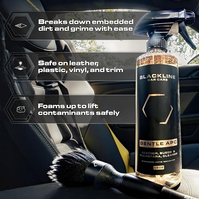 Blackline Car Leather Cleaner and Conditioner Care Kit - 2 (16 Fl Oz) Bottles - Effectively Cleans and Conditions Leather Car Interiors, Shoes, Boots, Bags, Furniture, Apparel and More