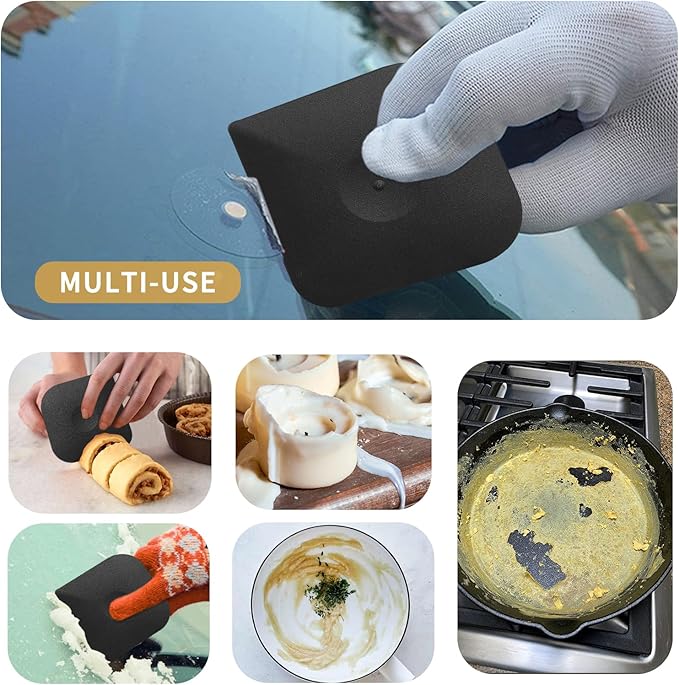 Plastic Pan Dish Pot Food Kitchen Scraper Tool Set, 3 pcs Nylon Plastic Cast Iron Skillet Cleaner Scrubber Scrapper, Kitchen Scraper Non-Scratch (Black)