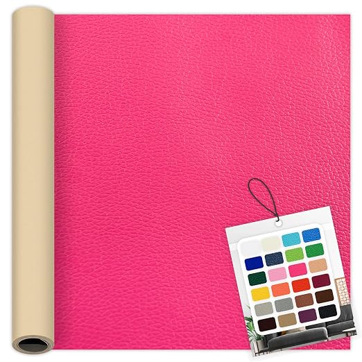 Fuchsia Leather Repair Patch, 39.3 x 19.6 Inch Self Adhesive Leather Repair Tape, Large Vinyl Leather Repair Kit for Furniture, Car Seats, Sofats, Couch, Office Chair