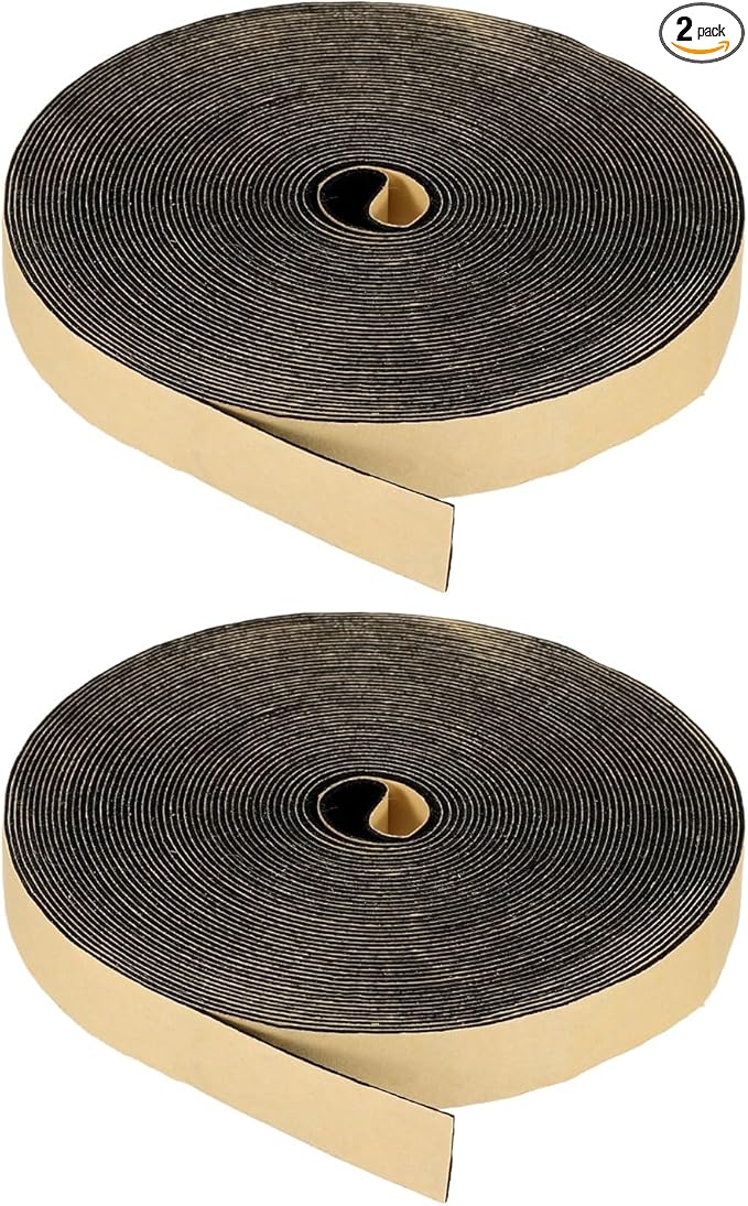 PATIKIL Foam Insulation Tape, 2Pcs 3/4" W x 1/16" t x 32.8FT Self Adhesive Weather Stripping Door Seal Strip for Door Window Air Conditioning, Black