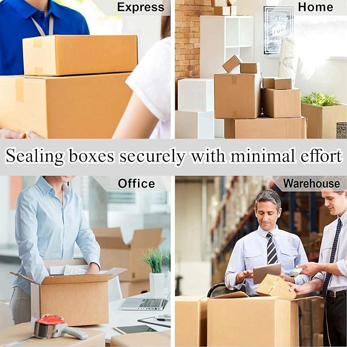 12-Pack Brown Packing Tape with 2 Dispenser, 2.4 Mil 1.88 Inch x 60 Yards, Total 720yds, 12 Refills Rolls Packaging Tape for Moving, Shipping and Storage