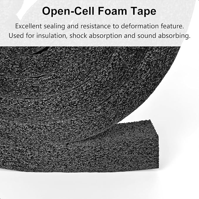 Weather Stripping Door Seal Strip, 1 in x 1 in, Non-Adhesive, High Reslilience, AC Insulation Tape, Weatherproof, Reduce Noise, Gap Filler, Foam Insulation Tape for Doors and Windows