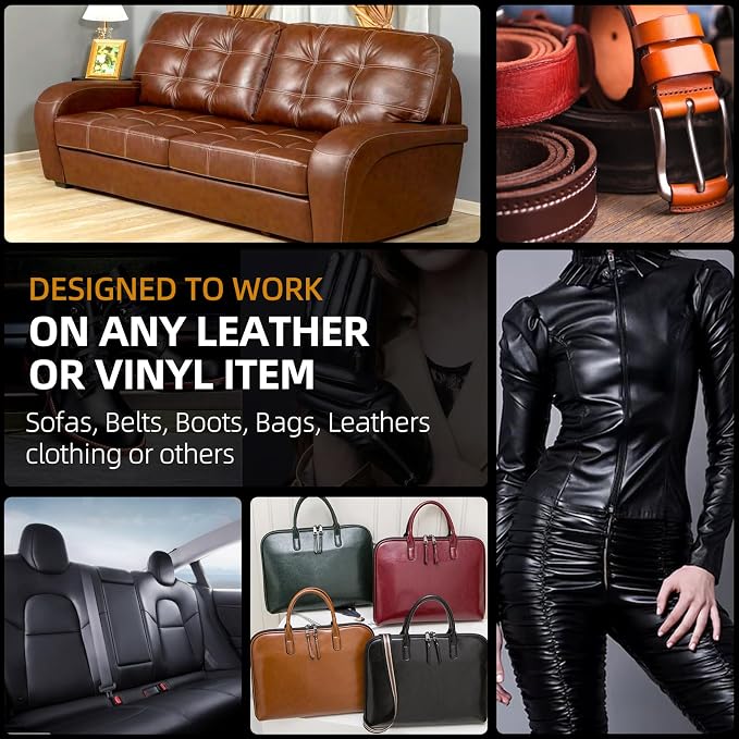Leather Recoloring Balm, Leather Color Restorer, Leather Restorer for Couches, Leather Scratch Remover, Leather Scratch Repair, Leather Repair Kit for Furniture, Leather Dye (Medium Brown)