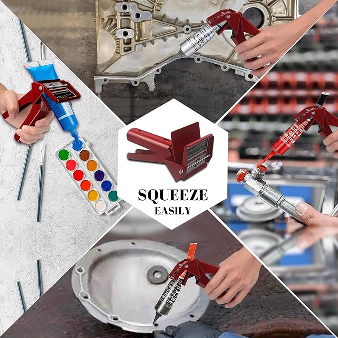 Tube Extrusion Tool - Efficient RTV and Silicone Dispenser That maximizes The use of All Material in The Tube and Prevents Material Waste(Red)
