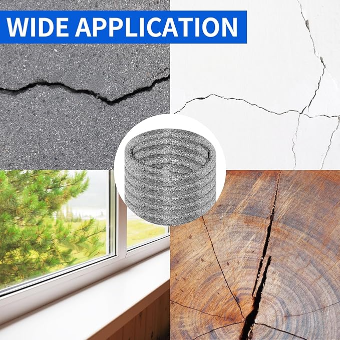 Backer Rod Foam Gap Filler Crack Filler for Concrete Repair Caulk Saver Backing Rod Concrete Expansion Joint Rope Caulk for Sealing Gaps, Expansion Joints, Crack Filling (Gray, 1/2 Inch x33 Ft)